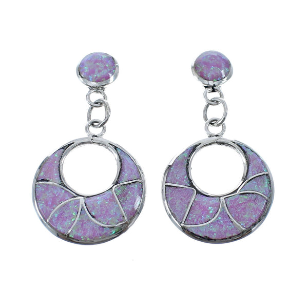 Zuni Pink Opal Sterling Silver Post Dangle Earrings NX11524